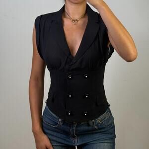 Black Buttoned Top S